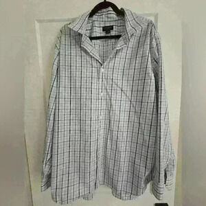 BANANA REPUBLIC mens dress shirt, blue and white, size xxl 18-18  1/2, slim fit